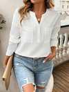 Women's shirt v-neck temperament casual solid color pullover top