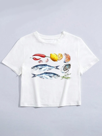 New Arrivals Women's New Street Fashion Round Neck T-shirt Letter Printed Navel Short Sleeve