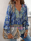 New casual printed v-neck long-sleeved top