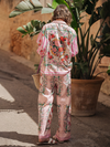 New long-sleeved casual vacation loose printed pocket two-piece suit