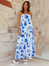 Women's printed tube top long skirt sexy fashion holiday dress