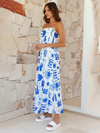 Women's printed tube top long skirt sexy fashion holiday dress