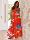 Women's printed tube top long skirt sexy fashion holiday dress