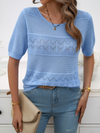 Spring and summer women's temperament round neck hollow short sweater