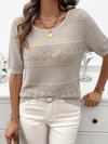 Spring and summer women's temperament round neck hollow short sweater