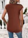 Spring and summer women's casual short-sleeved contrasting color sweater