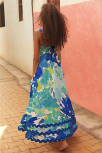 New style small floral wave sling a-line dress