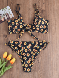 New sexy two-piece swimsuit love sunflower print bikini