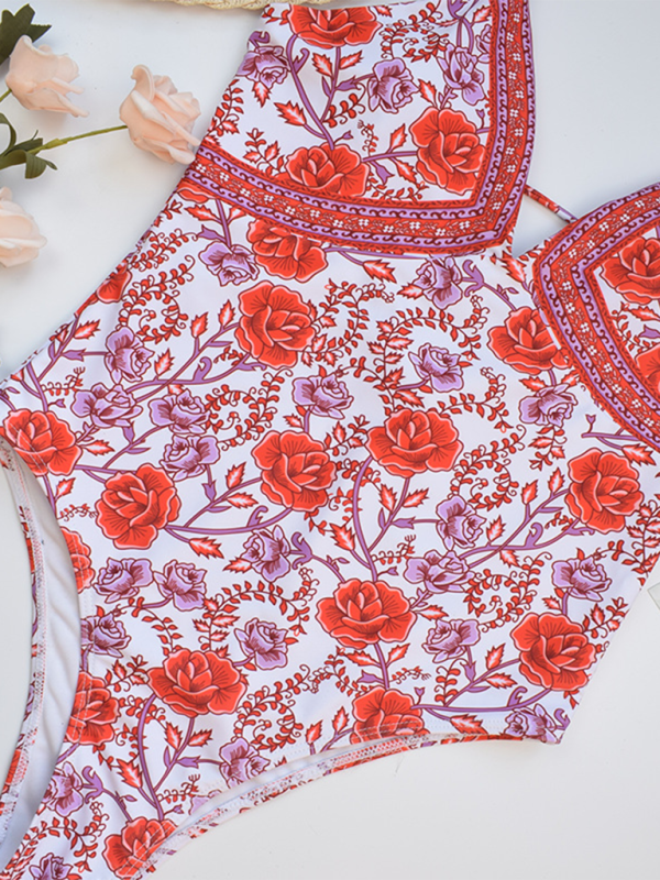 New Sexy Retro Floral Print One-Piece Swimsuit