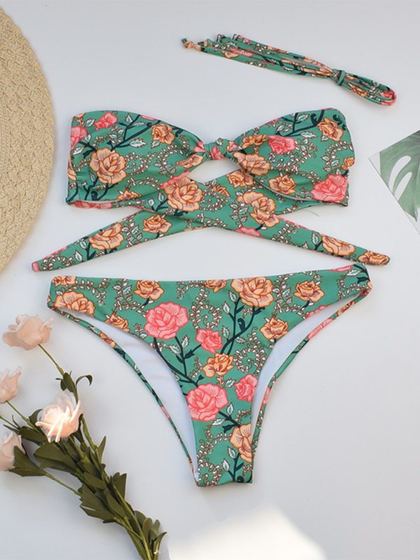 New women's sexy floral split swimsuit