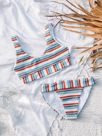 New women's striped high waist two-piece swimsuit