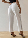 Sexy casual side hollow elastic drawstring straight pants