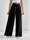 Women's Commuter Style Pleated Casual Wide Leg Pants Loose Trousers