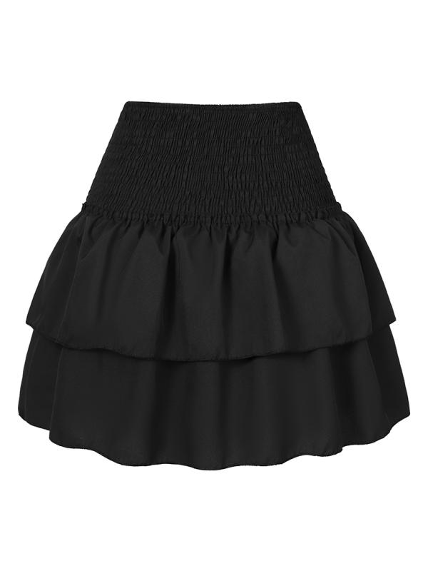 Women's skirt pleated skirt ruffled printed skirt fashionable floral short skirt