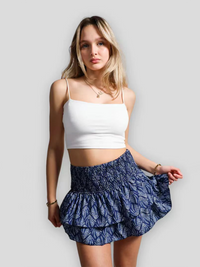 Women's skirt pleated skirt ruffled printed skirt fashionable floral short skirt