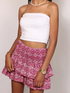 Women's skirt pleated skirt ruffled printed skirt fashionable floral short skirt