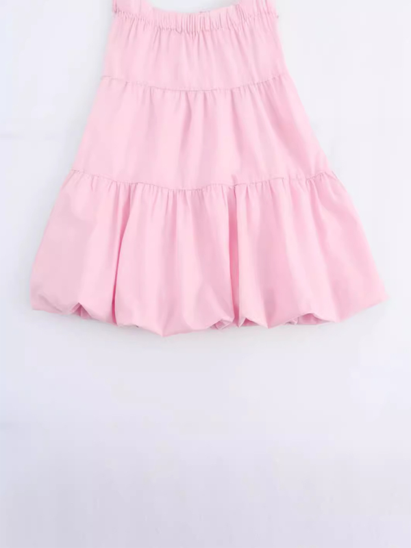 Fashionable design ruffled suspender short dress