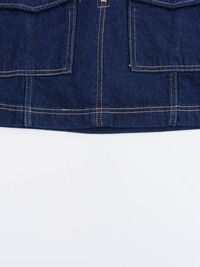 Fashion retro pocket trim short denim shirt/shorts