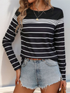 Ladies new casual striped long-sleeved T-shirt