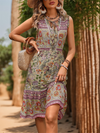 Women's Floral Print Sleeveless Waist Bohemian Dress