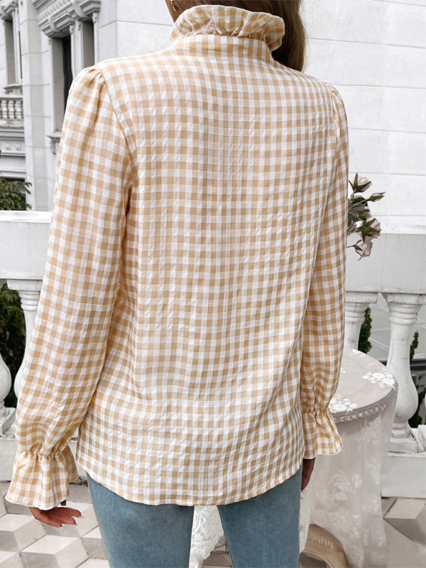 Women's French Contrast Button Check Shirt