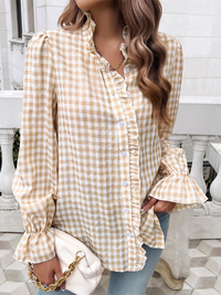 Women's French Contrast Button Check Shirt