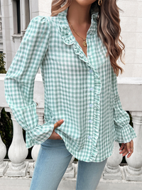 Women's French Contrast Button Check Shirt