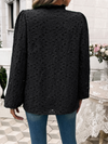 Women's hollow puff sleeve embroidered top