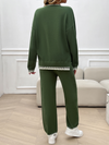 Women's Fashion Casual Contrast Color Sweater Pants Set