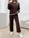 Women's Fashion Casual Contrast Color Sweater Pants Set