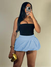 Ladies new style solid color versatile bubble skirt high waist ultra short skirt