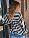 New Color Striped Round Neck Loose Sweatshirt Sweatshirt