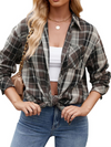 Women's casual fashion hot girl loose plaid shirt