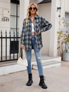 Women's casual fashion hot girl loose plaid shirt