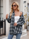 Women's casual fashion hot girl loose plaid shirt