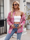 Women's casual fashion hot girl loose plaid shirt