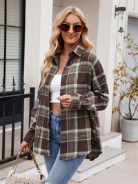 New casual fashion street loose plaid shirt