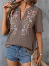 New women's fashion embroidery stitching lace top