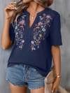 New women's fashion embroidery stitching lace top