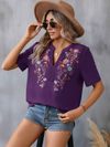 New women's fashion embroidery stitching lace top