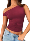 New style all-match solid color off-shoulder vest