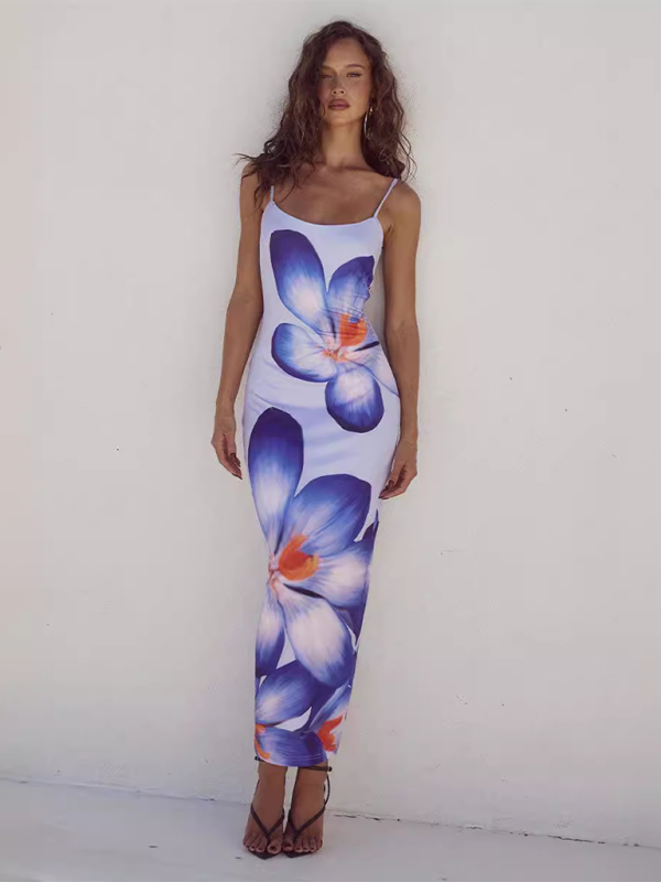 New fashion print multi-color temperament sling street style hip dress