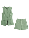 Ladies casual new V-neck single-breasted slim vest + shorts fashion suit