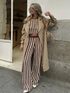 New women's fashion knitted striped sleeveless vest/trousers