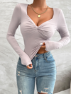 Autumn and Winter Y2K Long Sleeve Women's Slim V-Neck T-Shirt Top