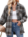 New Casual Fashion Houndstooth Button Flannel Tweed Shirt