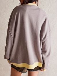 New autumn and winter solid color round neck fork loose sweatshirt sweatshirt