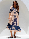 Women's Printed Drawstring Dress Half Sleeve Fashion Loose Casual Dress