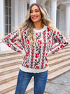 Ladies new jacquard branch round neck flower knitted fashion sweater