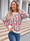 Ladies new jacquard branch round neck flower knitted fashion sweater